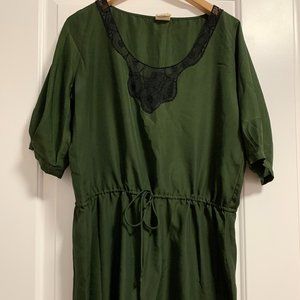 Vasia (size M) dark green dress with lace neckline